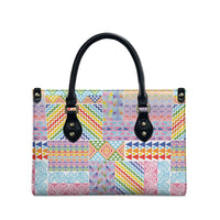 Aotearoa Kowhaiwhai Taniko Patchwork Rainbow Motifs Leather Bag
