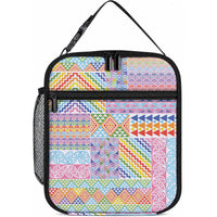 Aotearoa Kowhaiwhai Taniko Patchwork Rainbow Motifs Lunch Bag LT9 10.2 × 8.3 × 4.3 inch Rainbow - Polynesian Pride
