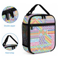 Aotearoa Kowhaiwhai Taniko Patchwork Rainbow Motifs Lunch Bag LT9 - Polynesian Pride