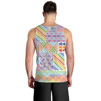 Aotearoa Kowhaiwhai Taniko Patchwork Rainbow Motifs Men Tank Top LT9 - Polynesian Pride