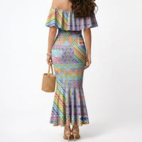 Aotearoa Kowhaiwhai Taniko Patchwork Rainbow Motifs Mermaid Dress LT9 - Polynesian Pride
