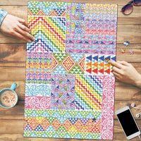 Aotearoa Kowhaiwhai Taniko Patchwork Rainbow Motifs Puzzle LT9 Rainbow - Polynesian Pride