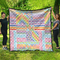 Aotearoa Kowhaiwhai Taniko Patchwork Rainbow Motifs Quilt