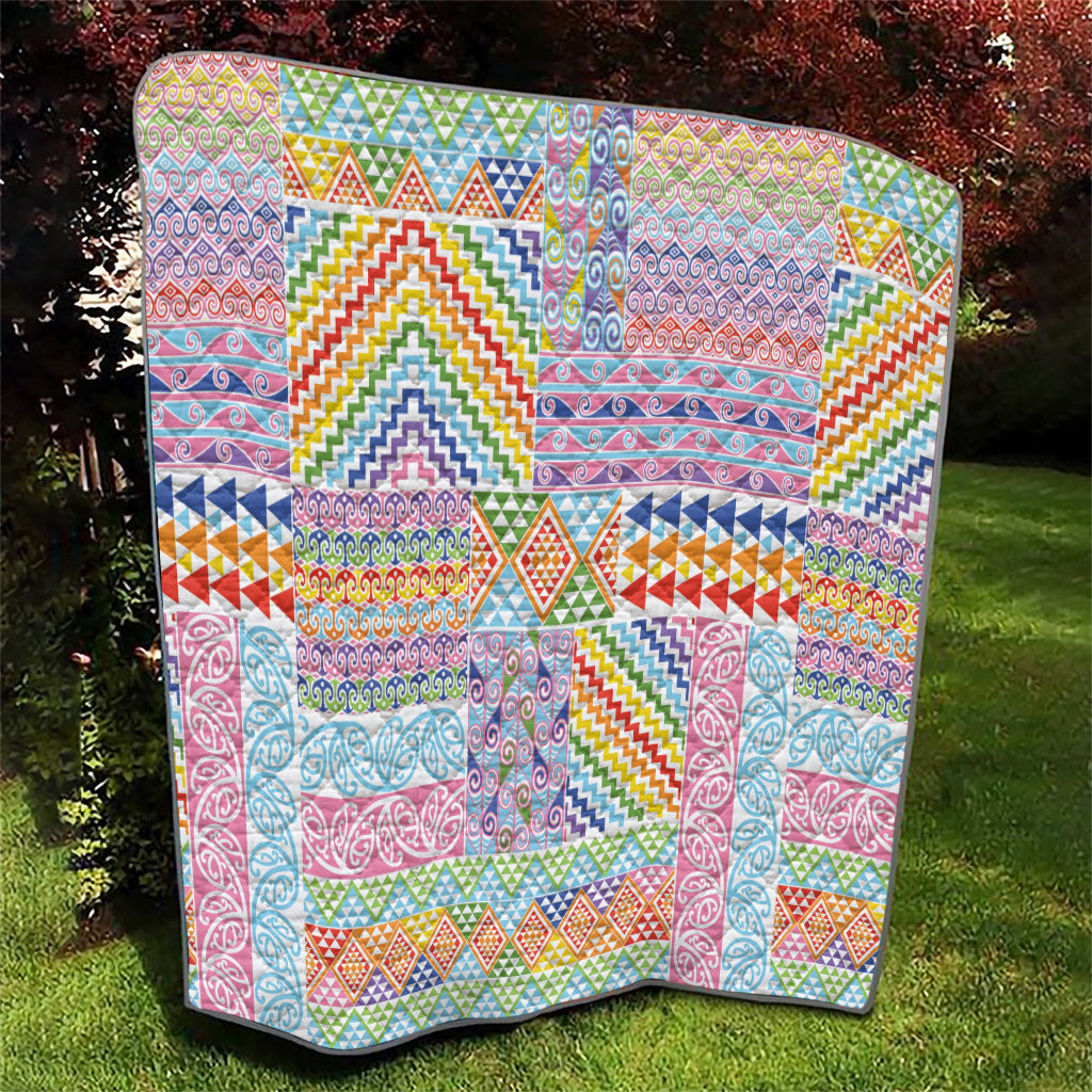Aotearoa Kowhaiwhai Taniko Patchwork Rainbow Motifs Quilt