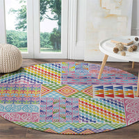 Aotearoa Kowhaiwhai Taniko Patchwork Rainbow Motifs Round Carpet LT9 - Polynesian Pride