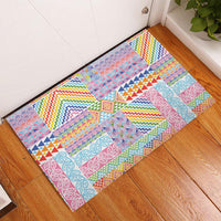 Aotearoa Kowhaiwhai Taniko Patchwork Rainbow Motifs Rubber Doormat LT9 - Polynesian Pride