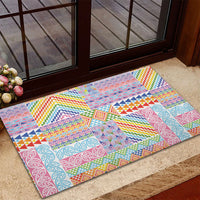 Aotearoa Kowhaiwhai Taniko Patchwork Rainbow Motifs Rubber Doormat LT9 - Polynesian Pride