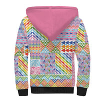 Aotearoa Kowhaiwhai Taniko Patchwork Rainbow Motifs Sherpa Hoodie LT9 - Polynesian Pride