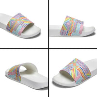 Aotearoa Kowhaiwhai Taniko Patchwork Rainbow Motifs Slide Sandals LT9 - Polynesian Pride