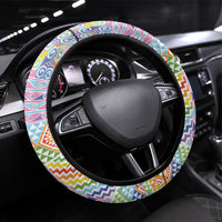 Aotearoa Kowhaiwhai Taniko Patchwork Rainbow Motifs Steering Wheel Cover LT9 Universal Fit Rainbow - Polynesian Pride
