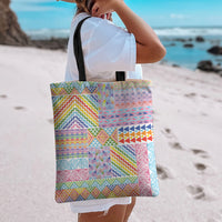 Aotearoa Kowhaiwhai Taniko Patchwork Rainbow Motifs Tote Bag LT9 - Polynesian Pride
