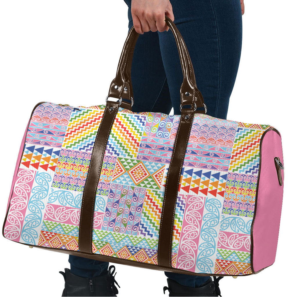 Aotearoa Kowhaiwhai Taniko Patchwork Rainbow Motifs Travel Bag LT9 - Polynesian Pride