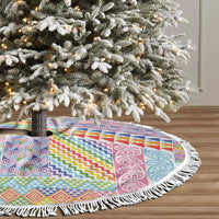 Aotearoa Kowhaiwhai Taniko Patchwork Rainbow Motifs Tree Skirt LT9 - Polynesian Pride