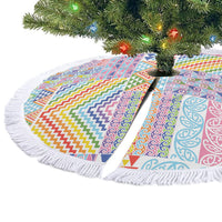 Aotearoa Kowhaiwhai Taniko Patchwork Rainbow Motifs Tree Skirt LT9 - Polynesian Pride