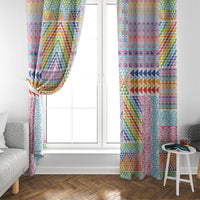 Aotearoa Kowhaiwhai Taniko Patchwork Rainbow Motifs Window Curtain