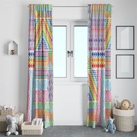 Aotearoa Kowhaiwhai Taniko Patchwork Rainbow Motifs Window Curtain