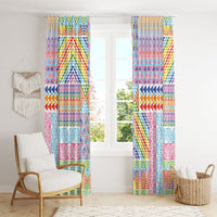 Aotearoa Kowhaiwhai Taniko Patchwork Rainbow Motifs Window Curtain