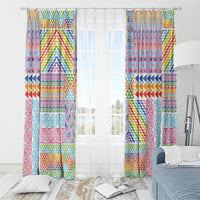 Aotearoa Kowhaiwhai Taniko Patchwork Rainbow Motifs Window Curtain