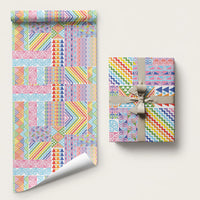 Aotearoa Kowhaiwhai Taniko Patchwork Rainbow Motifs Wrapping Paper