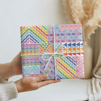 Aotearoa Kowhaiwhai Taniko Patchwork Rainbow Motifs Wrapping Paper