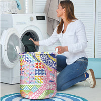 Maori Kowhaiwhai Taniko Patchwork Rainbow Motifs Laundry Basket