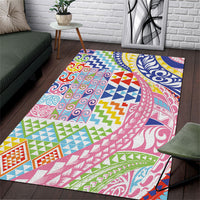 Maori Kowhaiwhai Taniko Patchwork Rainbow Motifs Area Rug LT9 Rainbow - Polynesian Pride