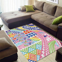 Maori Kowhaiwhai Taniko Patchwork Rainbow Motifs Area Rug LT9 - Polynesian Pride