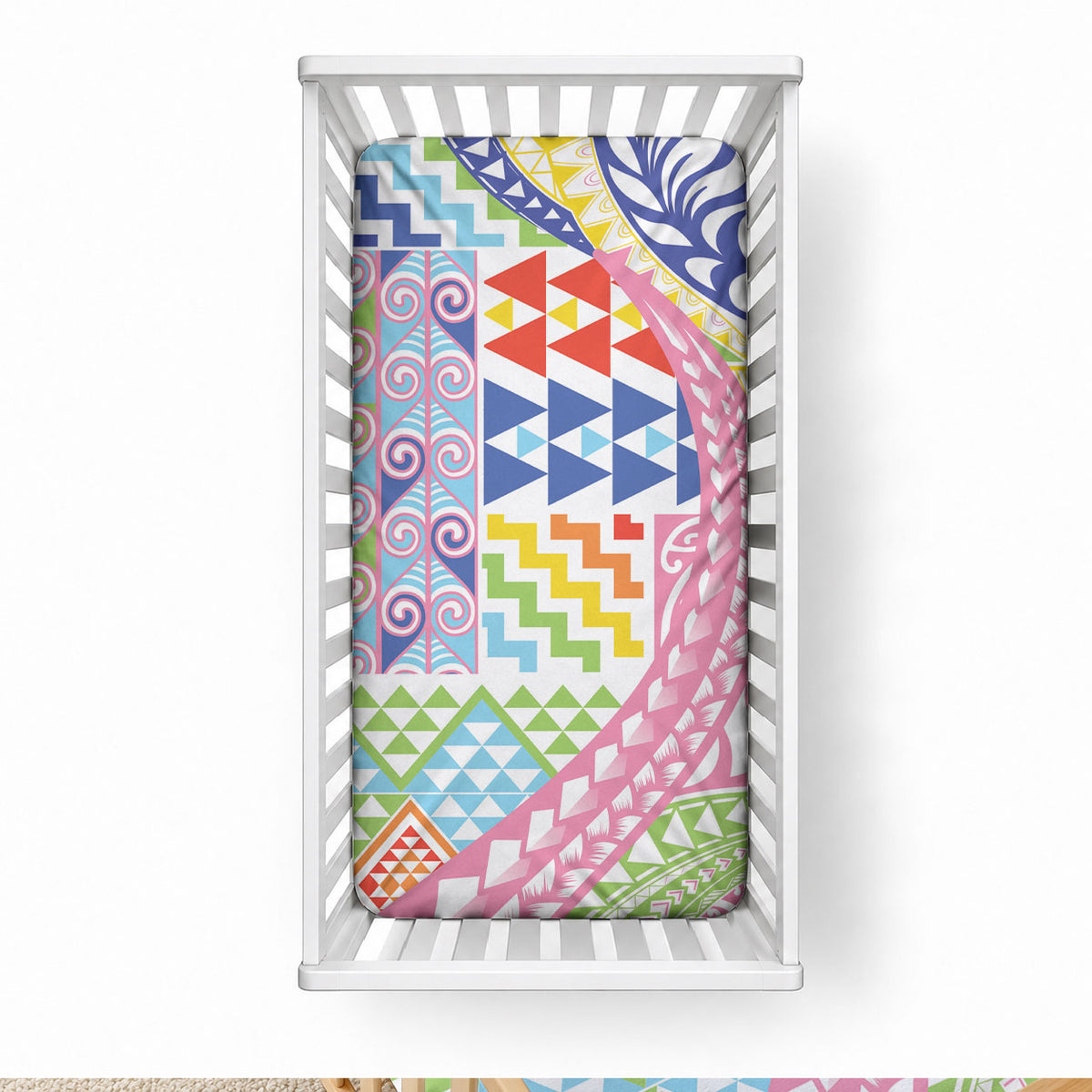 Maori Kowhaiwhai Taniko Patchwork Rainbow Motifs Baby Bed Cover LT9 28 × 52 in Rainbow - Polynesian Pride