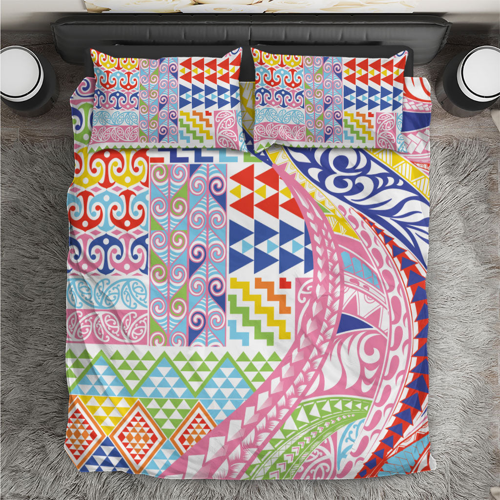 Maori Kowhaiwhai Taniko Patchwork Rainbow Motifs Bedding Set LT9 Rainbow - Polynesian Pride