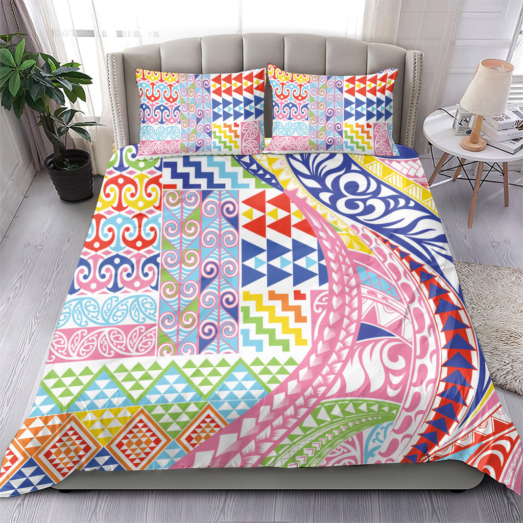 Maori Kowhaiwhai Taniko Patchwork Rainbow Motifs Bedding Set LT9 - Polynesian Pride