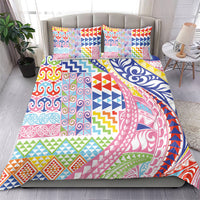 Maori Kowhaiwhai Taniko Patchwork Rainbow Motifs Bedding Set LT9 - Polynesian Pride