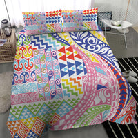 Maori Kowhaiwhai Taniko Patchwork Rainbow Motifs Bedding Set LT9 - Polynesian Pride