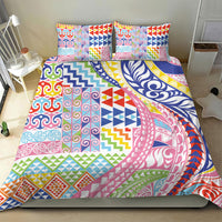 Maori Kowhaiwhai Taniko Patchwork Rainbow Motifs Bedding Set LT9 - Polynesian Pride