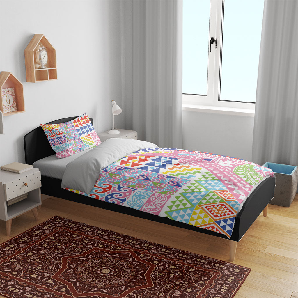 Maori Kowhaiwhai Taniko Patchwork Rainbow Motifs Bedding Set LT9 - Polynesian Pride