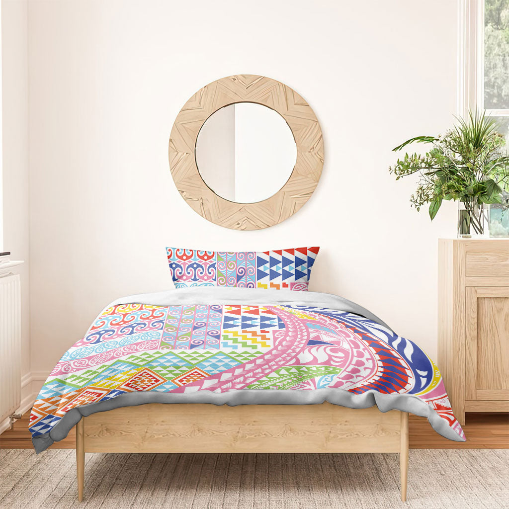 Maori Kowhaiwhai Taniko Patchwork Rainbow Motifs Bedding Set LT9 - Polynesian Pride