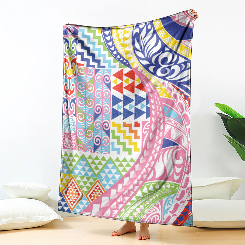 Maori Kowhaiwhai Taniko Patchwork Rainbow Motifs Blanket LT9 - Polynesian Pride