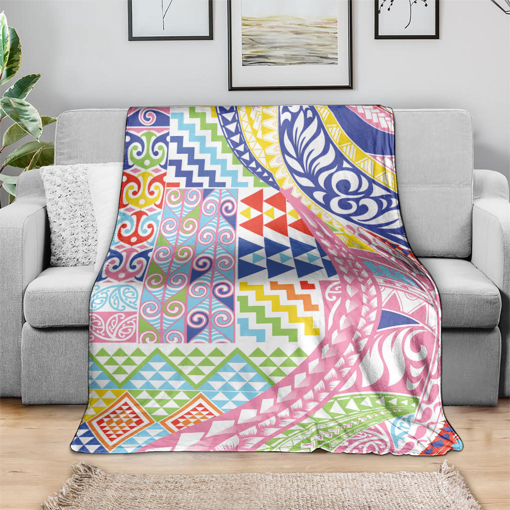 Maori Kowhaiwhai Taniko Patchwork Rainbow Motifs Blanket LT9 - Polynesian Pride
