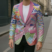 Maori Kowhaiwhai Taniko Patchwork Rainbow Motifs Blazer