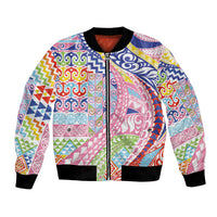 Maori Kowhaiwhai Taniko Patchwork Rainbow Motifs Bomber Jacket LT9 Unisex Rainbow - Polynesian Pride