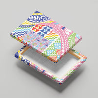 Maori Kowhaiwhai Taniko Patchwork Rainbow Motifs Canvas Wall Art