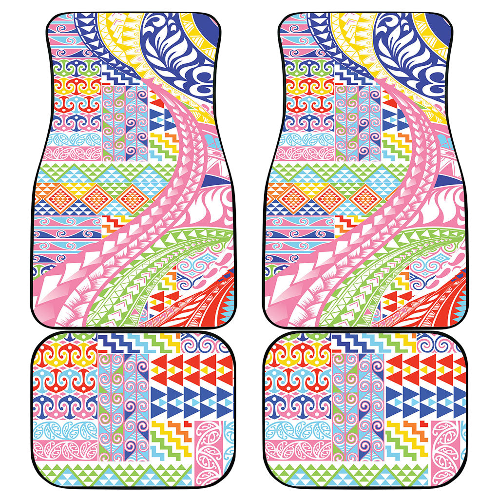 Maori Kowhaiwhai Taniko Patchwork Rainbow Motifs Car Mats LT9 - Polynesian Pride