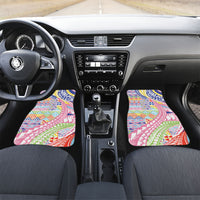 Maori Kowhaiwhai Taniko Patchwork Rainbow Motifs Car Mats LT9 Set 2pcs - Front Rainbow - Polynesian Pride