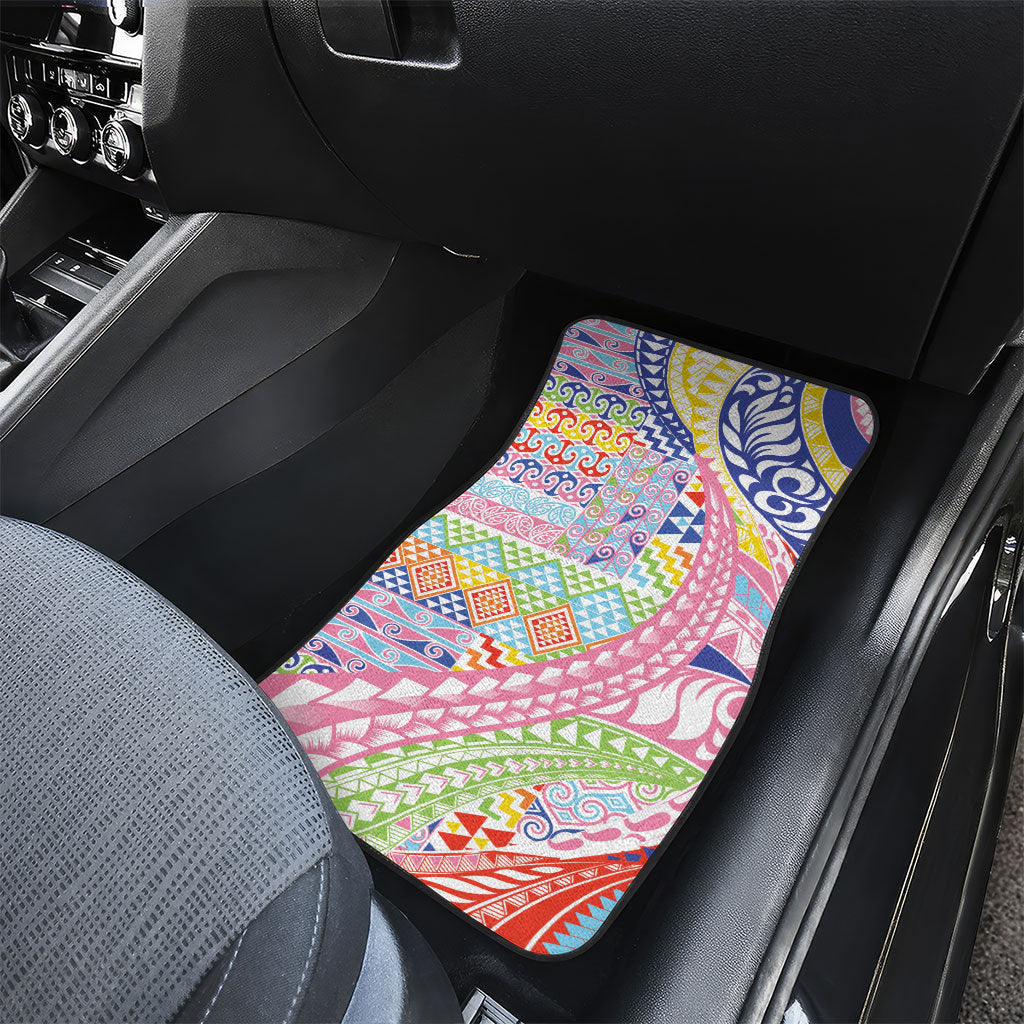 Maori Kowhaiwhai Taniko Patchwork Rainbow Motifs Car Mats LT9 - Polynesian Pride