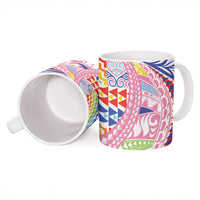 Maori Kowhaiwhai Taniko Patchwork Rainbow Motifs Ceramic Mug