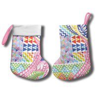 Maori Kowhaiwhai Taniko Patchwork Rainbow Motifs Christmas Stocking