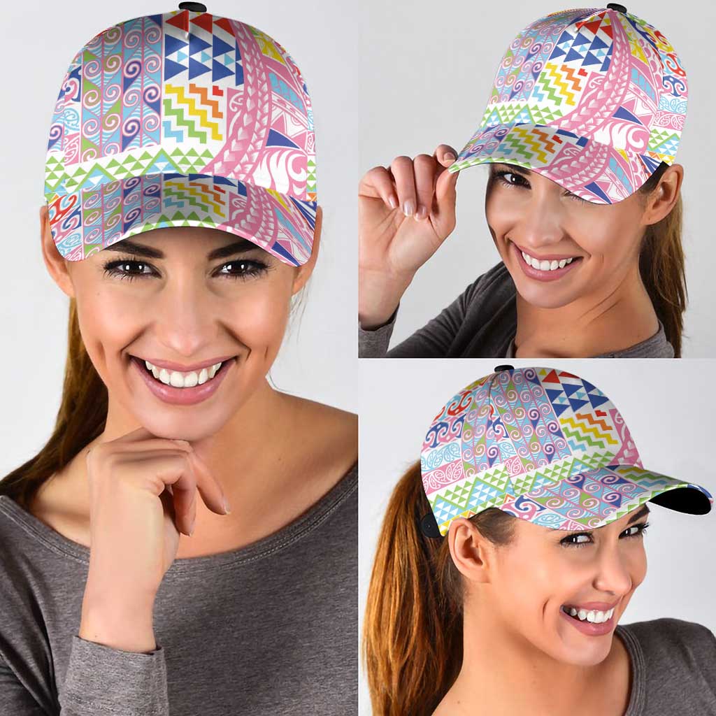 Maori Kowhaiwhai Taniko Patchwork Rainbow Motifs Classic Cap