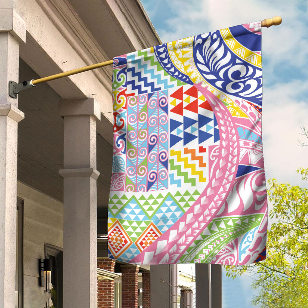 Maori Kowhaiwhai Taniko Patchwork Rainbow Motifs Garden Flag LT9 House Flag Rainbow - Polynesian Pride