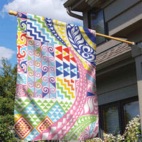 Maori Kowhaiwhai Taniko Patchwork Rainbow Motifs Garden Flag LT9 - Polynesian Pride