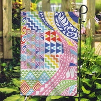 Maori Kowhaiwhai Taniko Patchwork Rainbow Motifs Garden Flag LT9 Garden Flag Rainbow - Polynesian Pride