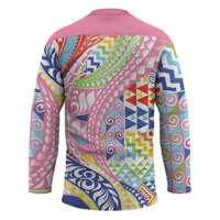 Maori Kowhaiwhai Taniko Patchwork Rainbow Motifs Hockey Jersey LT9 - Polynesian Pride